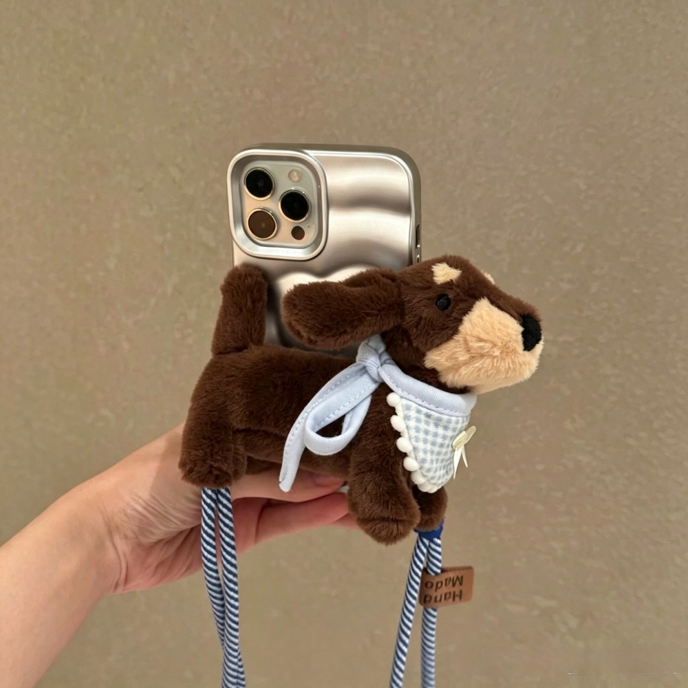 Phone Accessories Stand - Niedliche Cartoon-Dackel-Plüschpuppe als Handyband, Crossbody-Handy-Lanyard mit