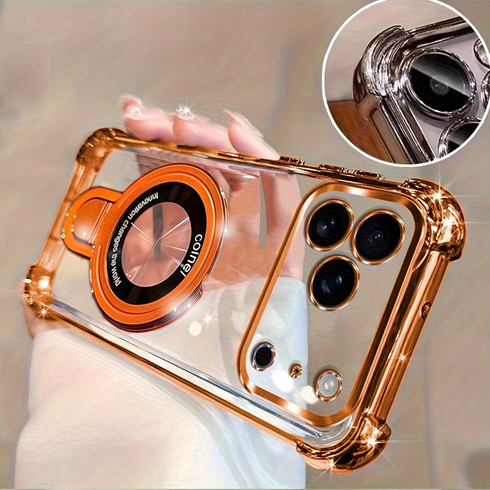 Phone Accessories Ring Holder - Luxuriöse Transparente Galvanisierte Handyhülle für iPhone