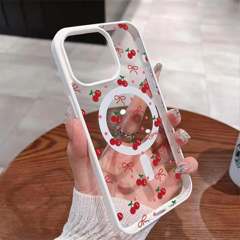 Phone Accessories Magnetic - Rote Kirschen Bedruckte Magnetische Handyhülle für