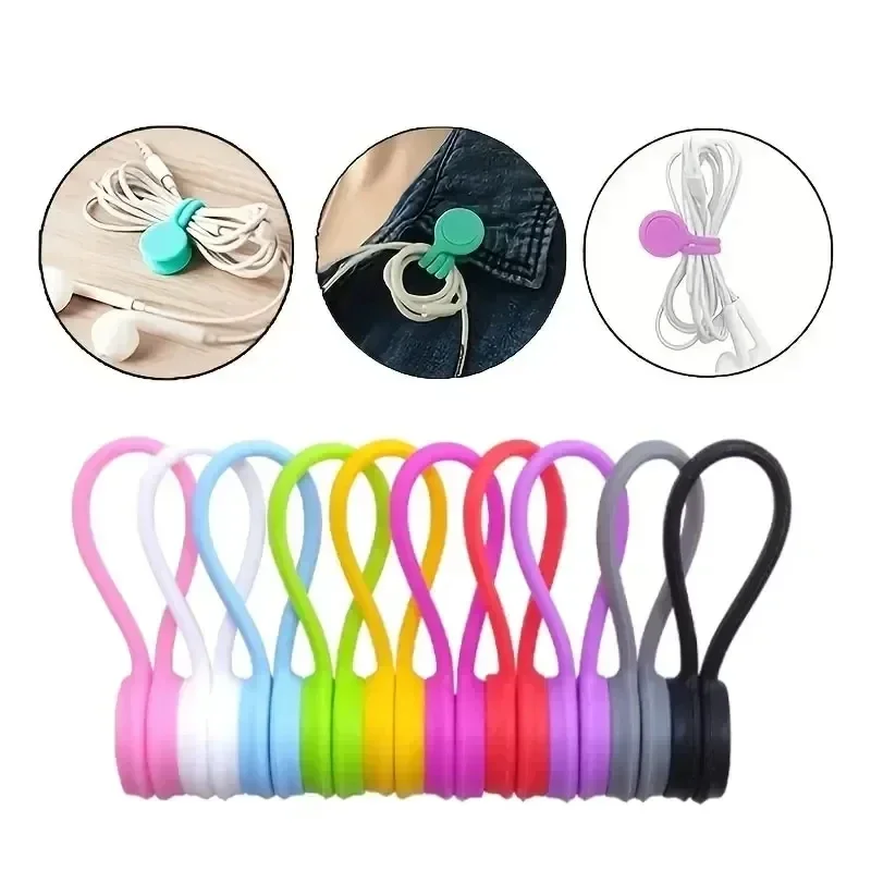 Cable Organizer Magnetic - 5/3/1 Stück Silikon-Magnetkabelbinder Wiederverwendbare Kabel-Organizer-Clips zum