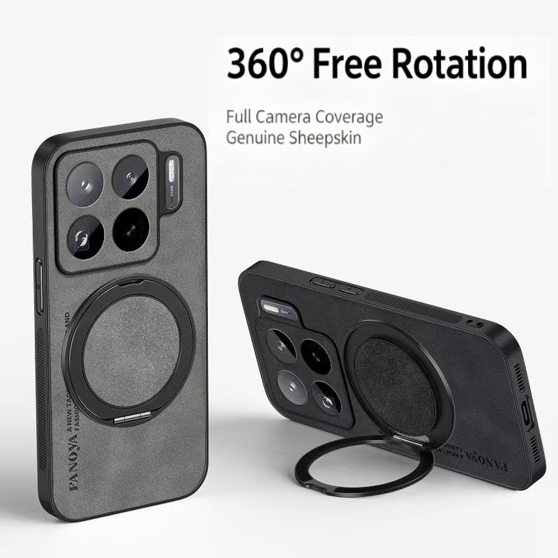 Phone Accessories Ring Holder - Schafsleder PU-Leder Magnetische Handyhülle mit 360°-Schutz