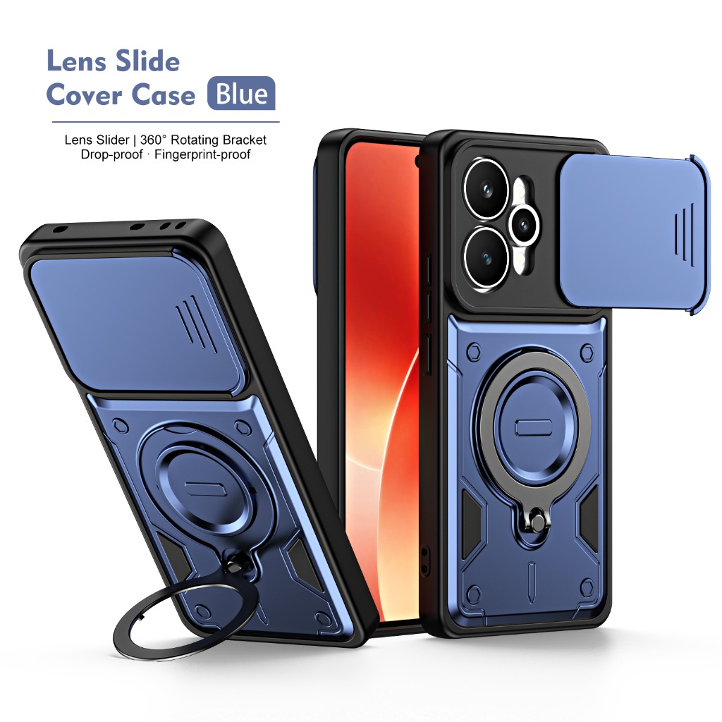 Phone Accessories Ring Holder - Stoßfeste Handyhülle mit Schiebe-Kameraabdeckung 360° °