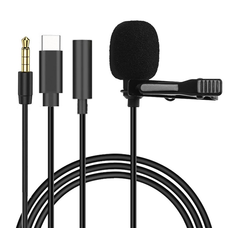 Type C Adapter - 1,5 m Mini Tragbare Lavalier-mikrofon Kondensator